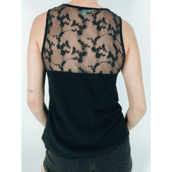 The Arte by Zenana Black Lace Back Sleevless Tank Top Size Small - Picture 2 of 3